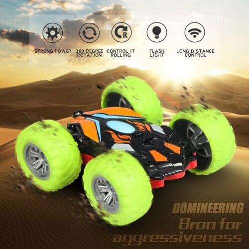 New Mini double-sided stunt dump off-road vehicle rotary roll rechargeable childrens remote control vehicle toys