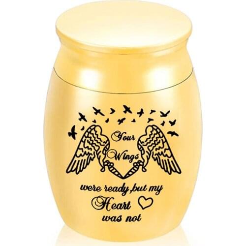 Mini Metal Sharing Personal Funeral Urn, Small Keepsake Urns for Human Ashes, Aluminum alloy Angel Wings Memorial Ash Holder