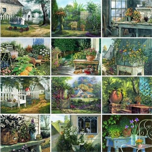 MomoArt 5D DIY Diamond Painting Garden Hobbies And Crafts Diamond Embroidery House Landscape Full Square Round Drill Home Decor