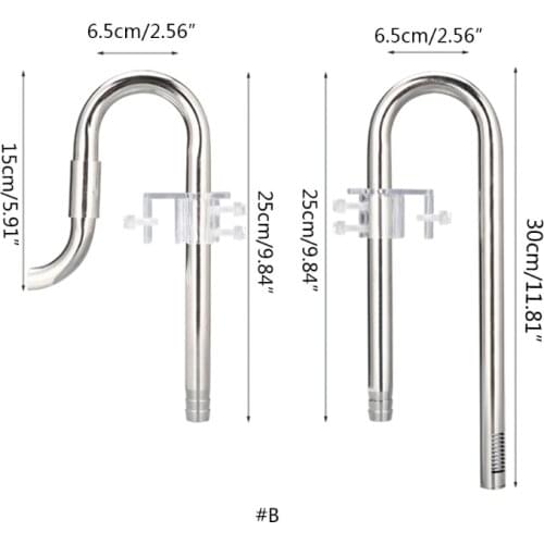 Aquarium Water Grass Fish Tank Filter Inflow Outflow Lily Pipe with Surface Skimmer Stainless Steel Tube N7MB