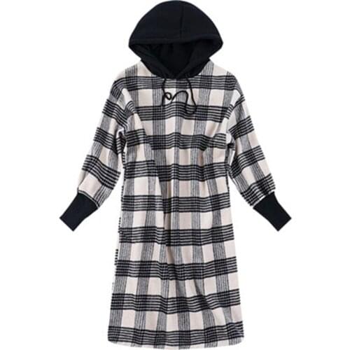 New Spring Autumn Womens Long Hoodies Loose Plus Size Female Sweatshirts Plaid Vintage Lady Outerwear Trendy Long Pullover