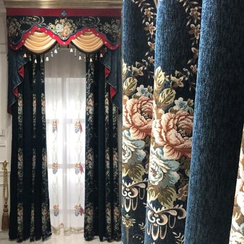 New Curtains for Living Room High-end European Embroidery Door Velvet Classic Luxury Villa Curtains for Bedroom Windows