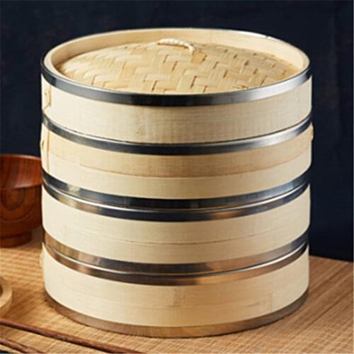 Stainless steel Bamboo wooden bun Steamer Kitchen Cookware Fish Rice Dim Sum Basket Rice Pasta Cooker food Steamed stuffed