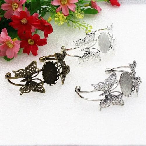 Fit 18x25mm Copper Bracelet Base Bangle Blank Oval Base Vintage Pattern Copper Bracelets For DIY Bangle 10pcs/lot K02149