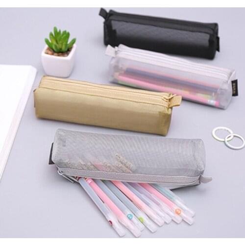 Simple Transparent Mesh Pencil Case Creative Big Pencil Box Cute Pencil Bag For Kids Gift School Supplies