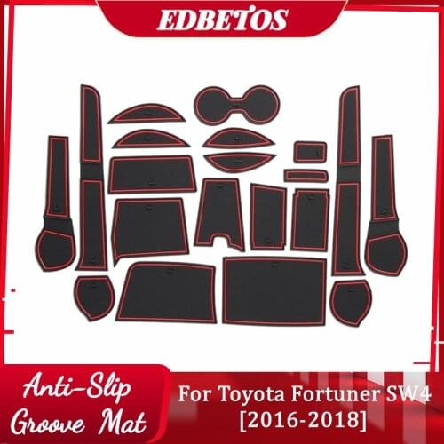 Anti-Slip Gate Slot Cup Mat For Toyota Fortuner SW4 2016 2017 2018 Rubber Coaster Accessories 20Pcs Cup Cushion Car Styling
