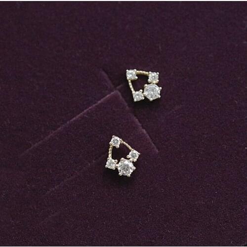Luxury Zircon Stone Earrings Small Female White Crystal Round Earrings Real 925 Sterling Silver Wedding Stud Earrings For Women
