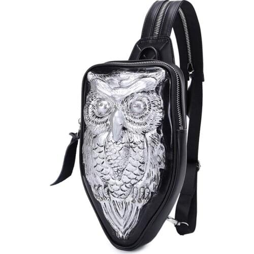 Men Women Backpack Newest Stylish Cool Black Thicken PU Leather Owl Backpacks Female Hot Sale Women shoulder bag school Backpack