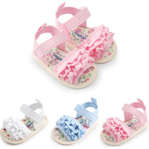 Sweet Lovely Summer Casual Sandals Shoes Ruched Floral Print Flat With Heel Shoes 3 Style Outfit 0-18M