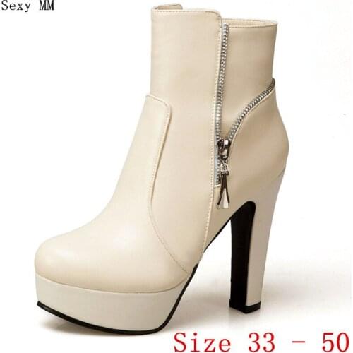 Spring Autumn High Heel Shoes Women Ankle Boots Platform Woman Short Boots Plus Size 33 34 - 40 41 42 43 44 45 46 47 48 49 50