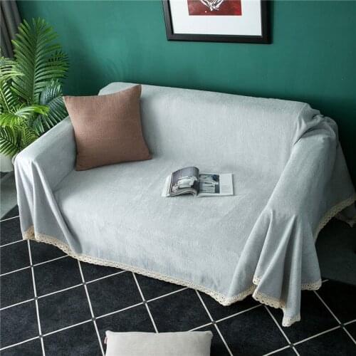 Chenille full cover sofa towel solid color non-slip elastic universal four seasons universal sofa cushion sofa cover towel