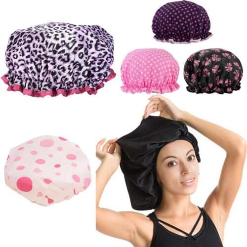 Super Giant Women Big Size Beauty print Satin Silk Bonnet Sleep Night Cap Head Cover Bonnet Hat for For Curly Springy Hair Black