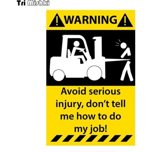 Tri Mishki TRL030 12x18.1cm Waring mark Don't tell my how to do my job Forklift funny car stickers auto automobile decals
