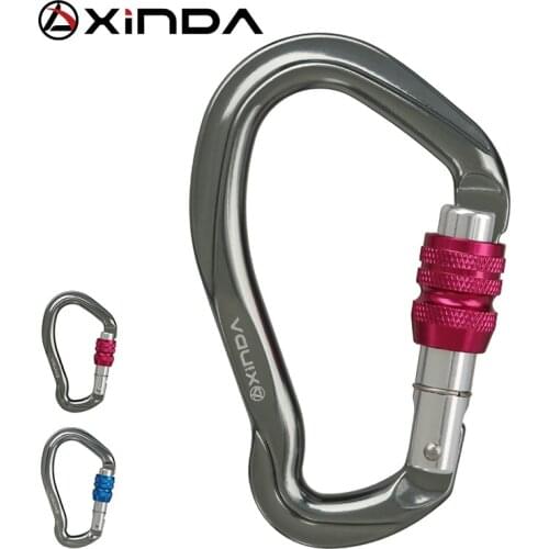 XINDA Professional Rock Climbing Carabiner 23KN Screw Lock Ear-shape Safety Buckle Outdoor Safety Protection Equipment