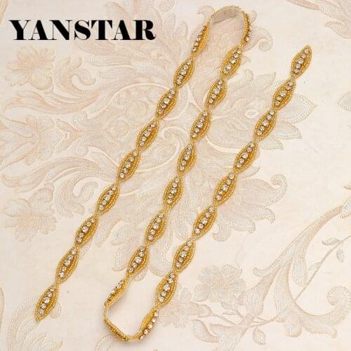 YANSTAR (30 Yards) Wholesale Wedding Dress Belt Rhinestone Applique Sew On For Bridal Gown Sash DIY Bridal Belt YS882