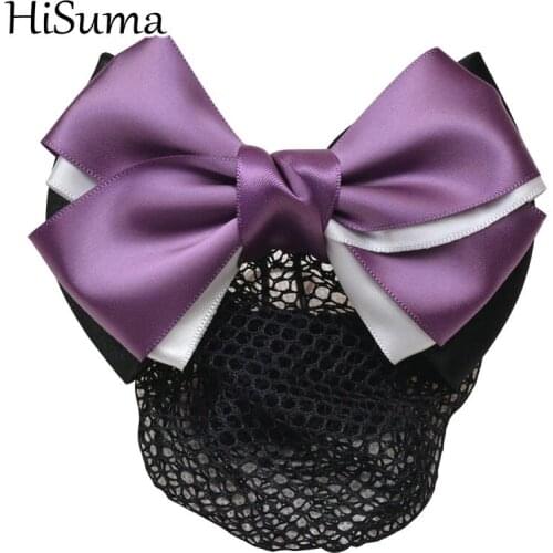 HISUMA Women Headwear Accessories Ribbon Satin Flower Hairpins Barrettes Cover Hair Mesh Net Lady Bowknot Bun Hairnets Hairgrip