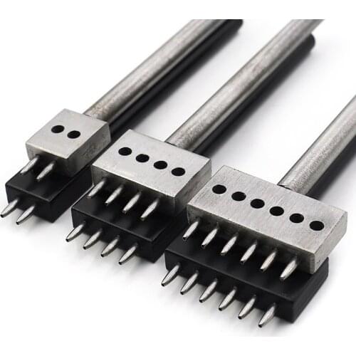 2/4/6 Prongs Leather Sewing Stitching Punch Round Hole Tool Set Black Steel Piercing Dervice DIY Leathers Likers Perfect Tool