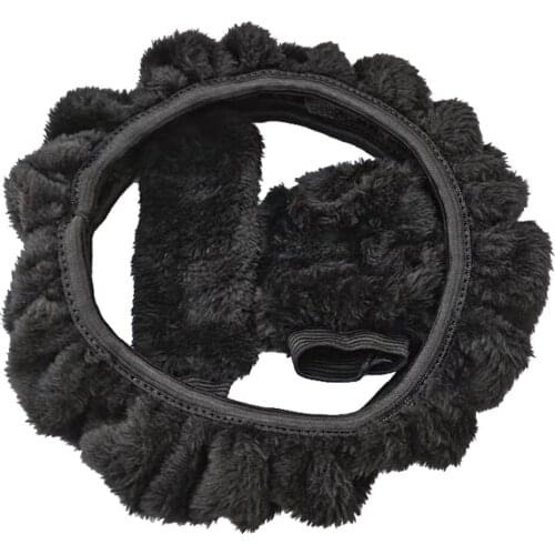 3 pcs/set Charm Warm Long Wool Plush car Steering Wheel Cover woolen Car Handbrake Accessory hot selling