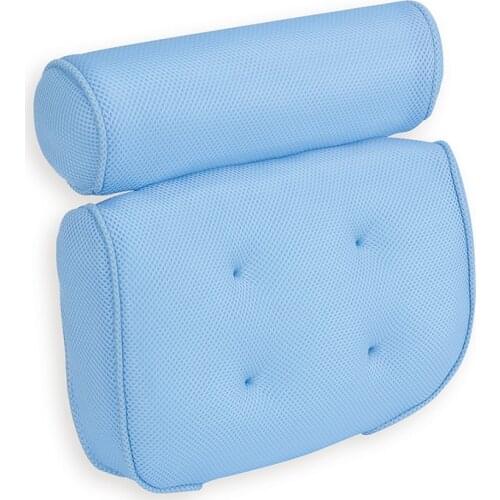 3D Mesh Spa Bath Pillow Bathroom Bathtub Neck & Back Cushion Relaxing With Suction Cup On The Back 33*36*10cm