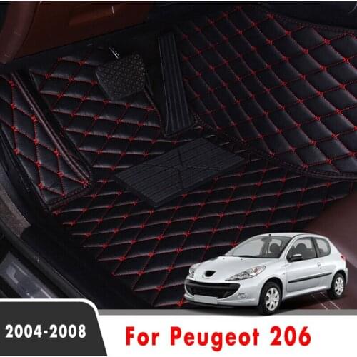 Car Floor Mats For Peugeot 206 2008 2007 2006 2005 2004 Auto Interior Styling Parts Covers Waterproof Leather Carpets Protect
