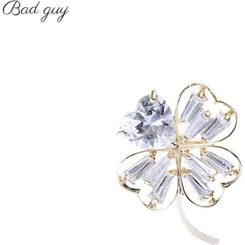 Four Leaf Clover Brooch Pin for Womens Gem Fashion Brooch Jewelry Clothes Scarf Buckle Garment Accessories Fine Jewelry Gifts