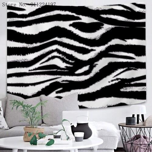 Black And White Tapestry Wall Hanging Leopard Print Tapestry Boho Tapestries Wall Carpet Psychedelic Celestial Hippie Home Decor