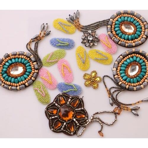 Two Handmade Bead Decorative Crystal Patches Fashion Dress Decorative Bags,Hats, Hair Decorative Brooches
