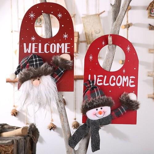 Sign Wood Christmas Tree Ornaments Cartoon Pendants Wall Decor Wooden Holiday Creativity Hanging Decorations Snowman