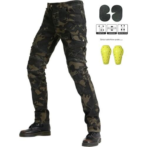 High Quality Motorcycle Jeans Riding Protection Knee Trousers Black Blue Men Stretch Anti-Fall Jeans