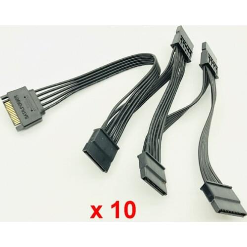 10PCS SATA Power Cable for HDD 15Pin SATA male to 5-ports SATA female SATA Computer Hard Drive Cable HDD Cage Caddy Power Cable