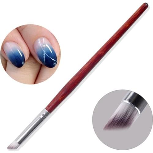 Wood Handle Nylon Hair Ombre Brush Nail Art Brushes Soft Professional Nails Manicure Tools For Gradient UV Gel Nail