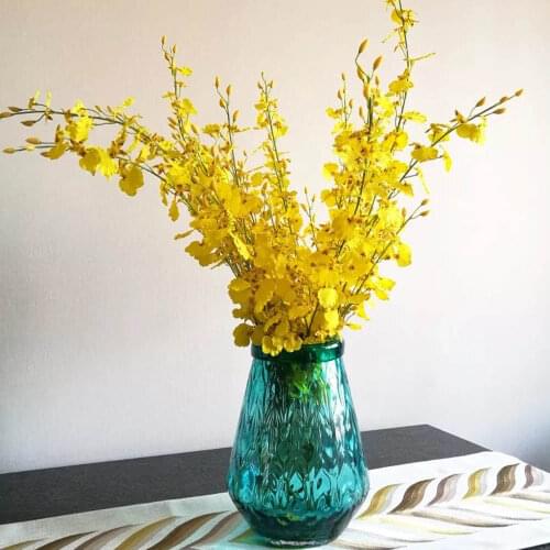 Hot 10pcs/lot Yellow White Pink Blue Hotel Cafe Home Art Decor Plastic Artificial Flower 90cm Silk Butterfly Orchid For Bedroom