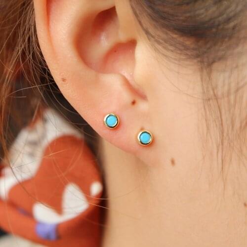 2019 Hot Sell Famous Brand 100% 925 fine silver Round CZ aaa+ Mini Stud Earring Young Girl Jewellery Gold Color Earrings