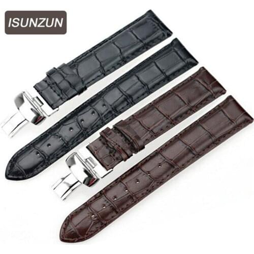 ISUNZUN Watch Band For Men And Momen For Tissot Gents T059507A 528A Black Leather Watch Strap Watches Accessories WatchBands