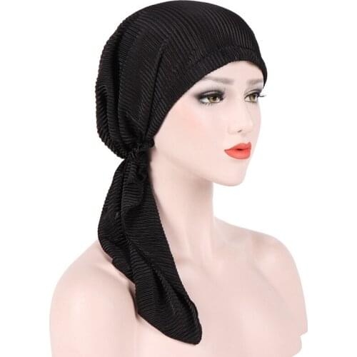 2021 New Europe United Hair Scarfs For Ladies States Fold Curved Montera Muslim Cap Cotton Flower Head Spot