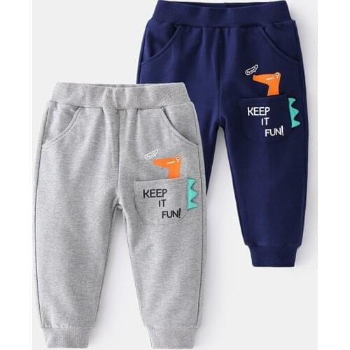 New 2021 Boys Fashion Pants Spring Autumn Cartoon Dinosaur Sweatpants Kids Children Casual Harem Pants Cotton Sports Trousers