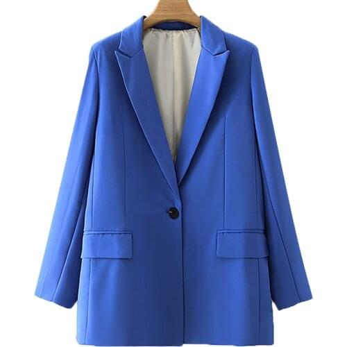 Autumn 2021 European and American womens new lapel one-button suit jacket