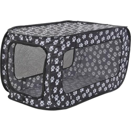 Portable Pet Kennel Carrier Collapsible Small Dog Fence Cat Travel Cage Rectangular Playpen for Puppy Double Zipper Door