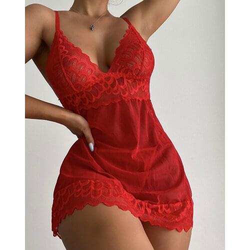 Sleepwear Women Sleeveless V-neck Halter Lace Nightgown Sexy Dress and Pantie Two Pieces Set Soft Homewear Sleeping Dress