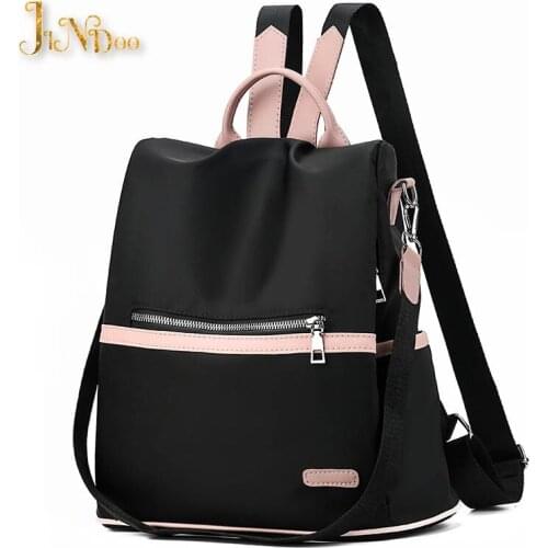 2021 Casual Oxford Backpack Women Black Waterproof Nylon School Bags for Teenage Girls High Quality Fashion Travel Tote Packbag
