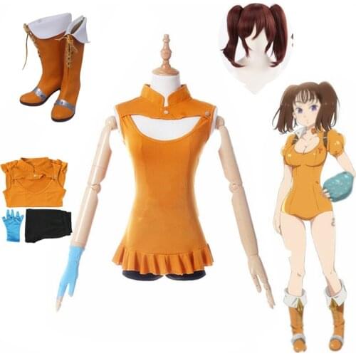 The Seven Deadly Sins Imashime no Fukkatsu Diane Serpents Sin of Envy Women Top full Set Cosplay Halloween party Costume Wig