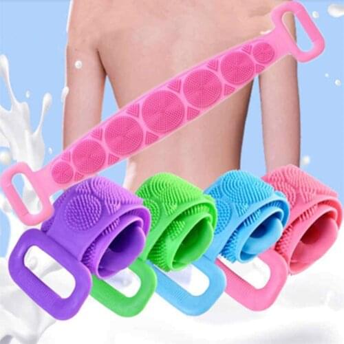 Silicone Body Brush Bath Belt Bath Shower Exfoliating Back Brush Belt Wash Bathroom Clean Tools Bath Scrub Belts Stain Removal
