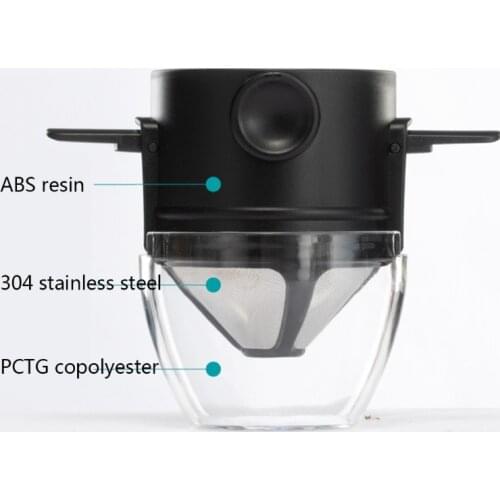 T3EC Portable Folding Coffee Filter Reusable Drip Coffee Holder Funnel Baskets Practical Tea Infuser and Stand Coffee Dripper