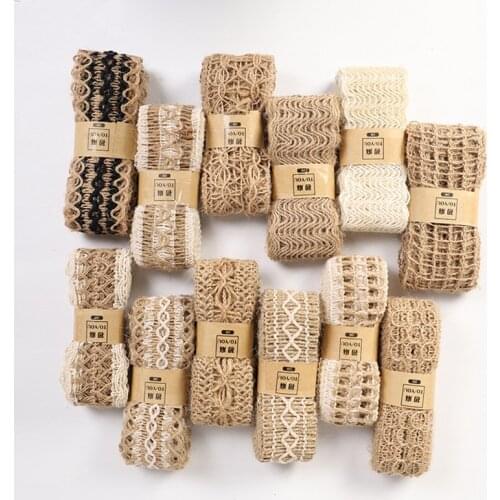 12 Styles Burlap Ribbon 3pcs/bag 2M Hemp Cords Vintage Rustic Hemp Jute Rope Christmas Halloween Party Wedding Decoration