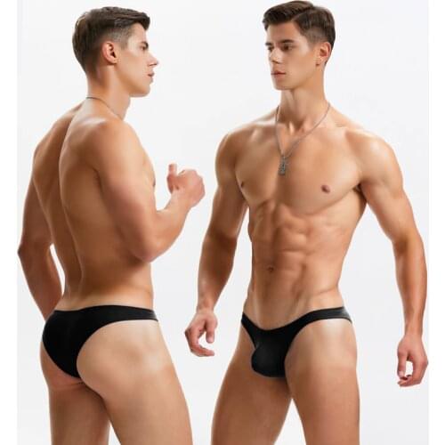 WD286 summer beach sexy solid black men swimwear bikinis hot low waist tight swimsuits gay men thong swim trunks briefs