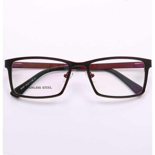 YOUTOP Womens Myopia Anti-blue Ray Frame Mens Fashion Square Eyeglasses Striped Stainless Steel Eyewear S8287