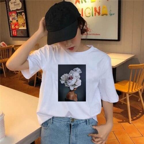 The Great Wave of Aesthetic T-Shirt Women Tumblr Graphic Tee Cute T Shirts And Flower girl Summer Tops Female