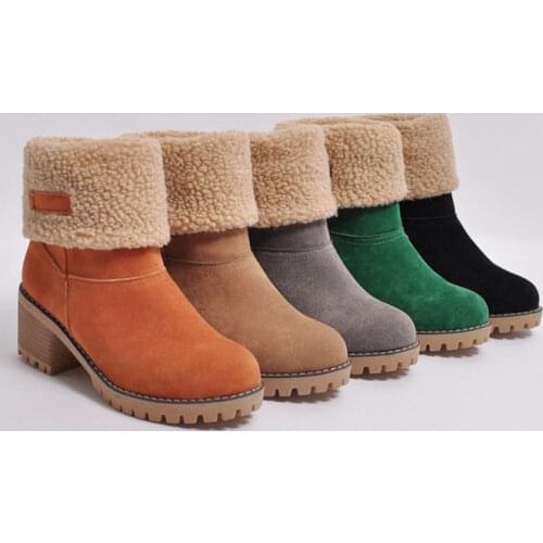 Ladies Big Sizes 33-43 Cut-out Retro Nubuck Leather Winter Autumn Velvet Ankle Boot Wedge High Heeled Booty Women Shoes Black