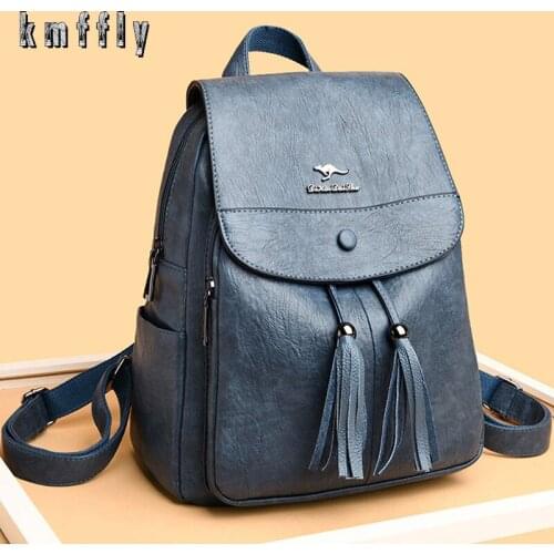 2020 Women Leather Backpacks High Quality Female Vintage Backpack For Girls School Bag Travel Bagpack Ladies Sac A Dos Back Pack