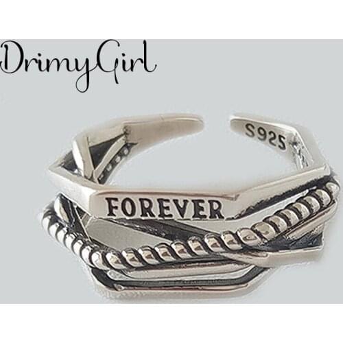 New Arrivals Boho Vintage Letter Rings For Women Large Adjustable Size Finger Ring Fashion Jewelry 2021